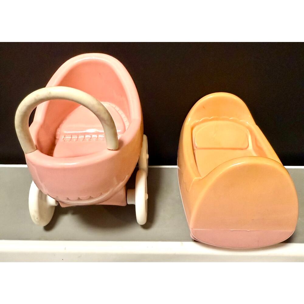 Little Tikes Dollhouse size vintage prom (stroller) & baby bed crib